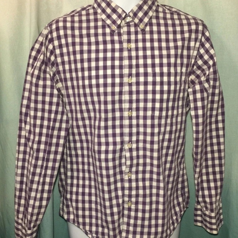 J. Crew Gingham Purple‎ and White Button-Down Shirt